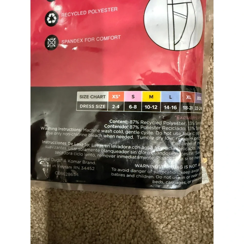 Cuddl Duds ClimateCore Performance Baselayer Leggings Black Side Pockets L